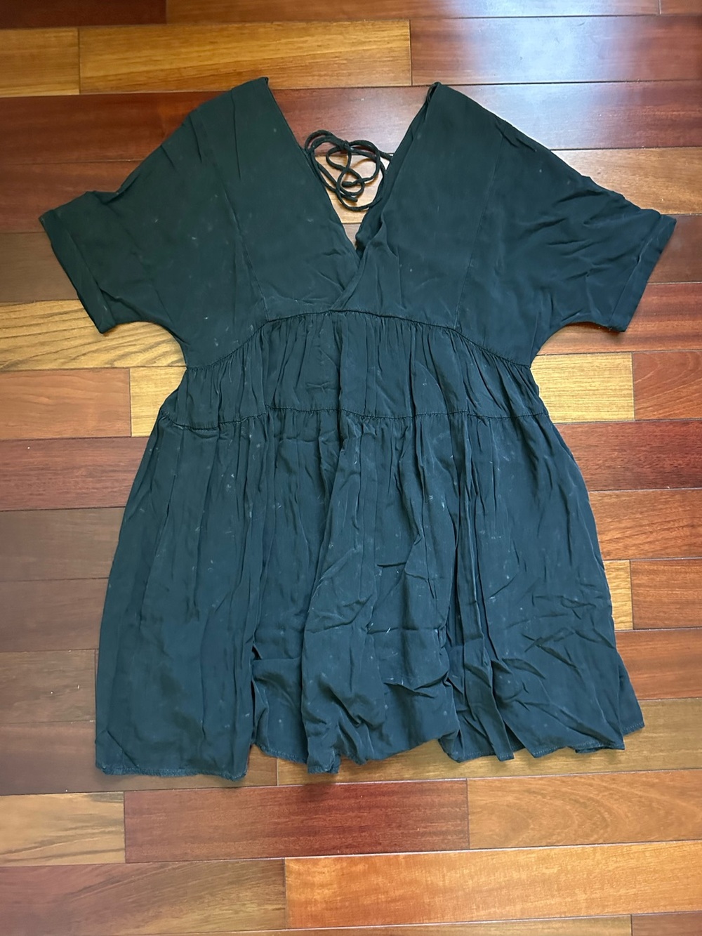 Mustard Seed Black V-Neck Short Sleeve Babydoll Romper